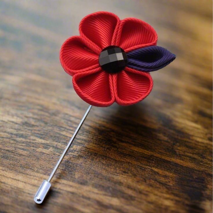 A Red Elegant Flower Decoration Lapel Pin As Gift, Elegant Handmade Flower Pins For Gifts, Elegant Handmade Flower Pins As Gift, Elegant Red Brooch Pins, Elegant Formal Brooches With Handmade Flowers, Red Flower Lapel Pin For Wedding, Elegant Flower Shaped Lapel Pin For Gift, Elegant Flower Lapel Pin For Gift, Elegant Flower Shaped Lapel Pin With Floral Decoration