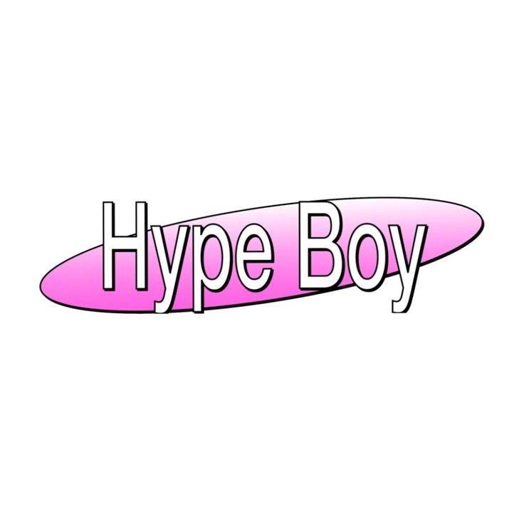 the hype boy logo is pink and white