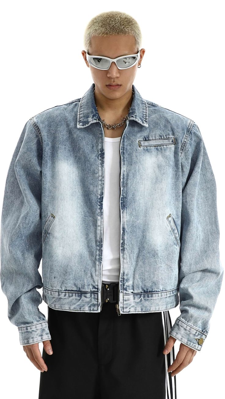 Step up your street style this season with the Faded Acid Wash Denim Zip Jacket from nightcity clothing. This lightweight yet durable denim layer is perfect for adding some extra flair to your look. Dress it up or dress it down – you can never have too much denim, after all. With a pre-washed acid wash effect and a comfortable fit, you won't want to take off this effortless zip-up piece. Add a cool vibe to any of your looks while keeping cozy in this Faded Acid Wash Denim Zip Jacket.
Gender: Men Retro Jacket, Vintage Coats, Acid Wash Denim, Denim Jacket Men, Urban Wear, Brand Story, Waterproof Jacket, Jacket Brands, International Brands