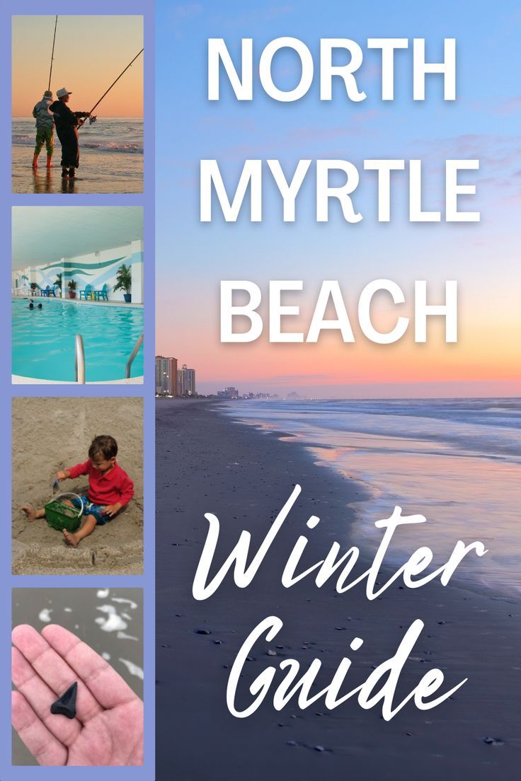 the north myrtle beach winter guide with pictures of people and their surfboards