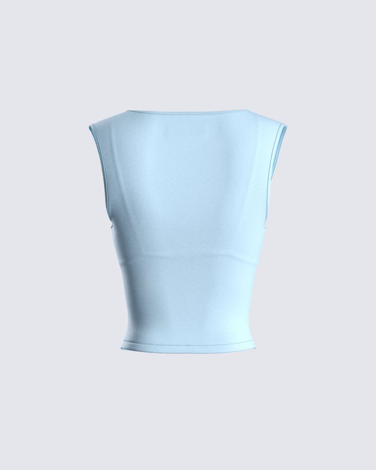 Even in the summer heat, you will be the hottest thing with this baby blue cropped to😏 Features an exposed cut-out front, and triangle bra inserts for an alluring and exciting twist on a timeless piece 💙 Fitted Light Blue Y2k Top, Seamless Blue Crop Top, Light Blue Fitted Cropped Top, Fitted Light Blue Seamless Crop Top, Light Blue Sleeveless Seamless Crop Top, Indie Baby, White Corset Dress, Bra Inserts, Fitted Maxi Dress