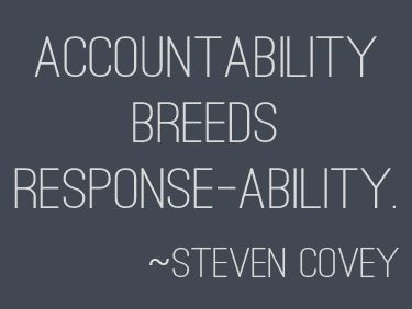 the words account ability, breeds, response - ability and seven covey on a dark background