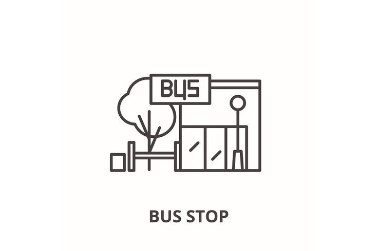 the bus stop icon is shown in black and white