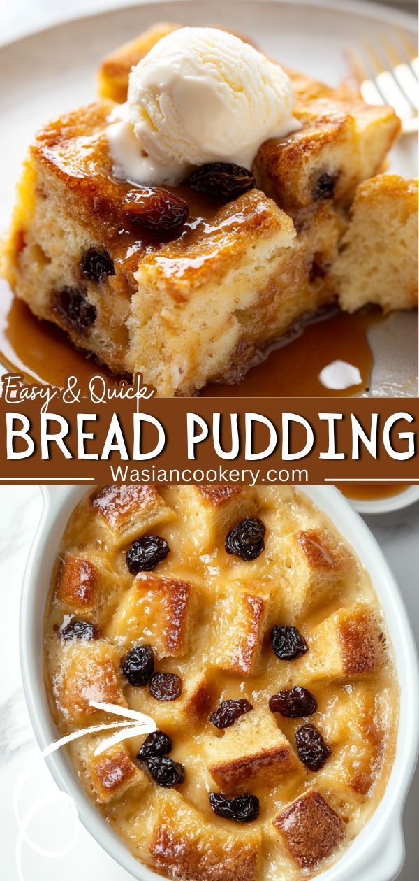 A close-up of delicious homemade bread pudding with raisins, illustrating a rich and comforting custard dessert. Easy Bread Pudding Recipe Simple, Old Fashioned Bread Pudding Recipe, Custard Dessert Recipes, Bread Pudding Recipes, Classic Bread Pudding, Best Bread Pudding, Joyous Apron, Vintage Desserts, Brioche Bread Pudding