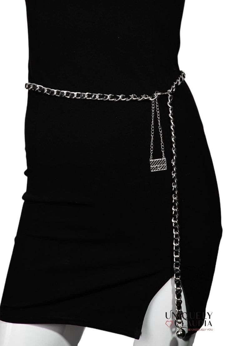 Strap Chain Link Fashion Belt | Uniquely Claudia Boutique Cheap Adjustable Chain Link Belt, Cheap Black Chain Belt For Party, Black Trendy Chain Belt, Luxury Chain Link Belt For Evening, Luxury Chic Chain Belt, Luxury Black Formal Chain Belt, Cheap Metal Chain Link Chain Belt, Cheap Trendy Silver Chain Belt, Cheap Trendy Black Chain Belt