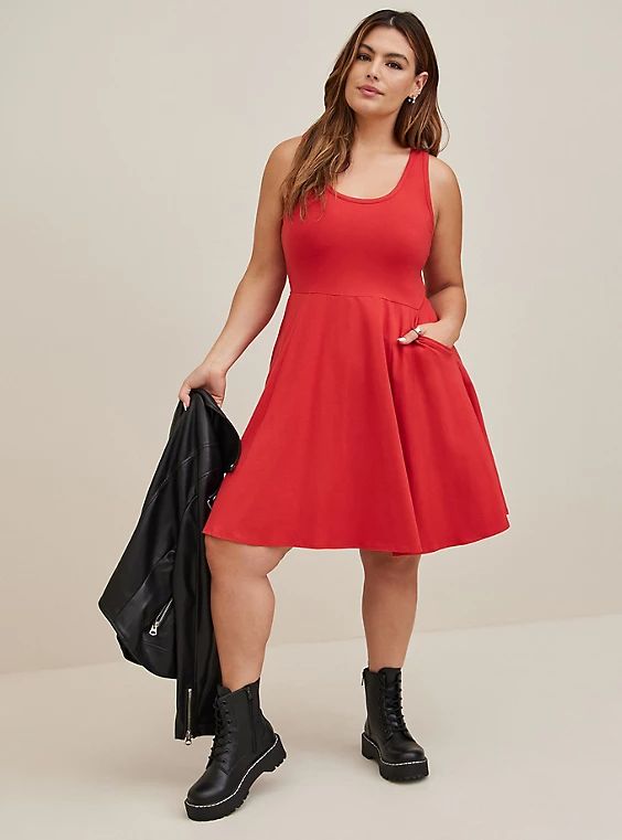 Mini Foxy High Neck Skater DressMini Foxy High Neck Skater Dress, RED Skater Dress Outfit, Androgynous Style, Witchy Fashion, Tiered Ruffle Dress, Androgynous Fashion, Dress Images, Fashion Dresses Casual, Tiered Dress, Favorite Dress