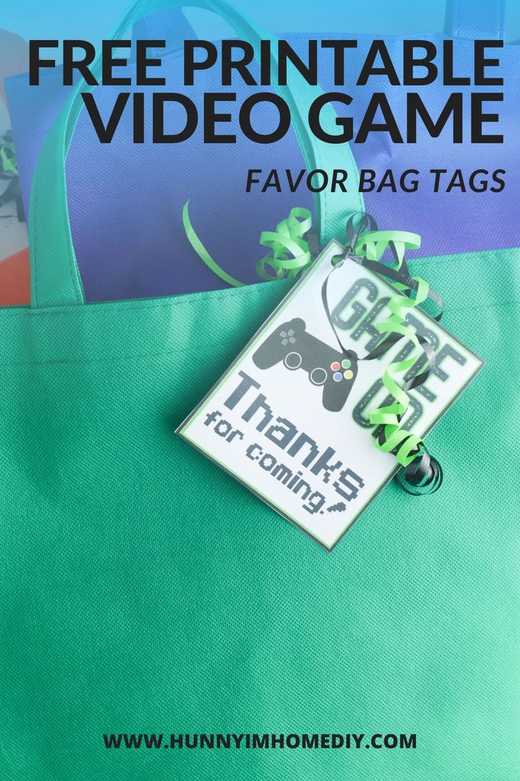 the free printable video game tote bag tag