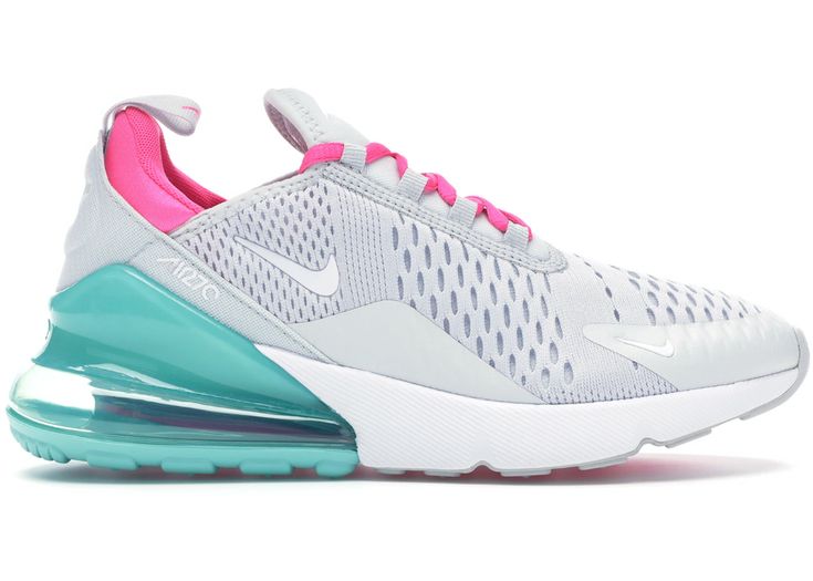 Nike Air Max 270 Pink And Teal, Nike Air Max 270 Colorful, Nike Air Max 270 South Beach, Nike Air 270s, Preppy Air Max 270, Airmax 270s Outfit, Preppy Tennis Shoes, 270 Air Max Shoes, Airmax 270s