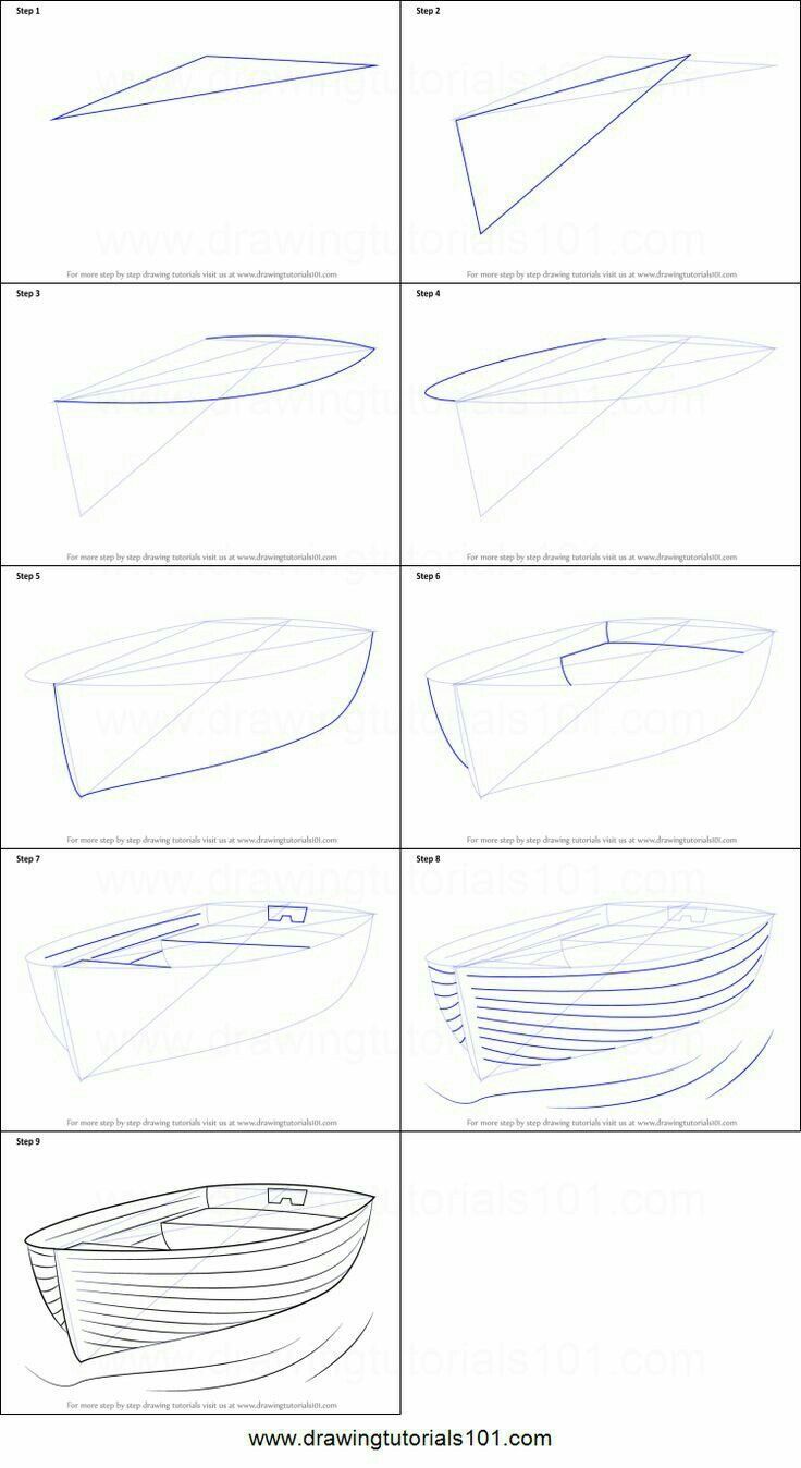 how to draw a boat step by step