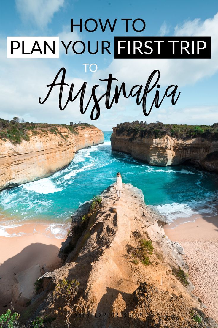 the coastline with text overlaying how to plan your first trip to australia