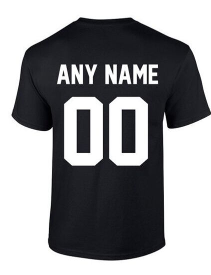 Personalization - The Art of Soccer Shop Sports Fan Cotton Jersey With Team Name, College Football Season Jersey With Letter Print, Cotton Jersey With Letter Print For Team Events, Sports Fan Cotton Jersey With Letter Print, Black Number Print Top For Game Day, Team Spirit Cotton Jersey With Letter Print, Fitted Football Season Jersey With Letter Print, Fitted Jersey T-shirt With Team Name, Black Sports Tops With Number Print For Events