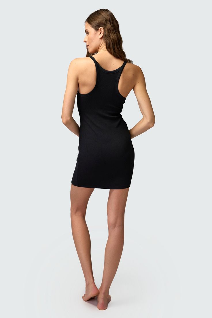 Dress to impress. A short-length, fitted, narrow scoop neckline dress with interior bra layer. Made in our light and fluid signature Slim Rib fabric, which offers maximum flexibility, softness, and breathability with compressive support. | Remi Rib Dress in Black Scoop Neckline Dress, Rib Dress, Rib Fabric, Neckline Dress, Spiritual Gangster, Ribbed Dresses, Ribbed Fabric, Scoop Neckline, Dress Black