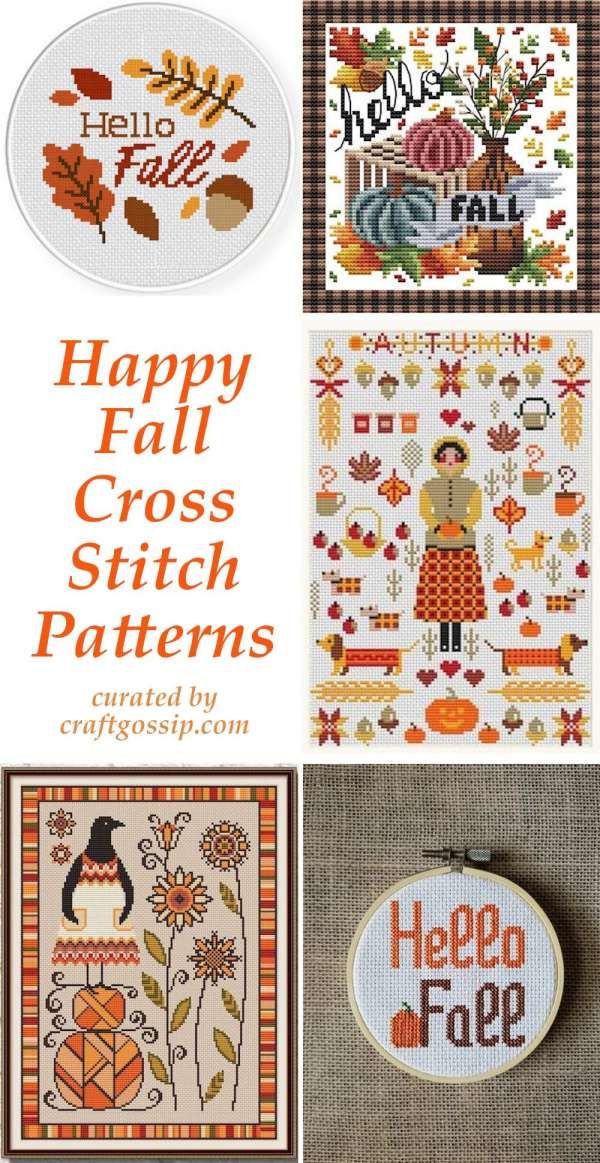 cross stitch patterns with the words happy fall