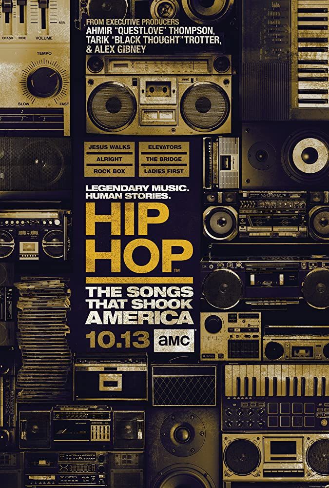 an advertisement for hip hop the songs of america, featuring old radio and sound equipment