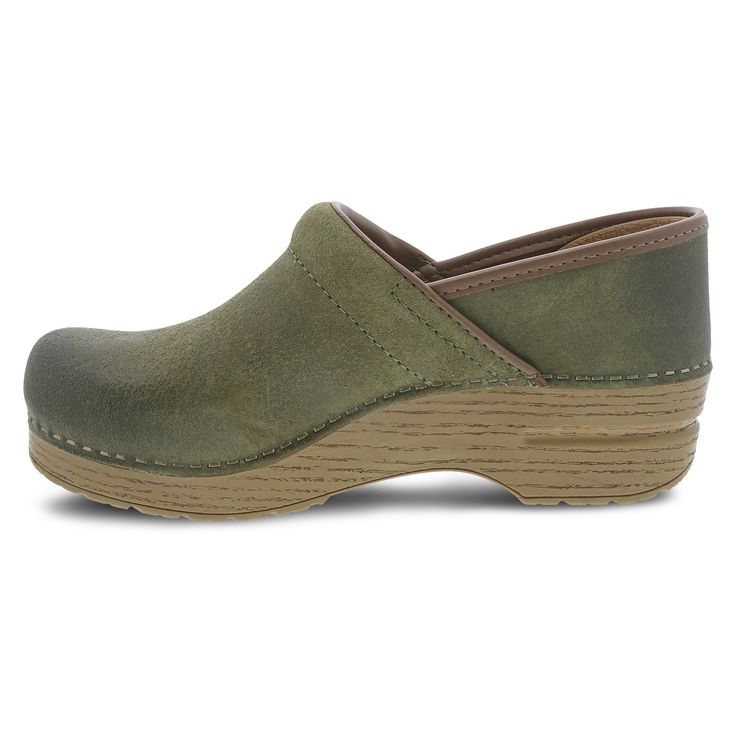 Professional Green Burnished Nubuck – Dansko Green Leather Footbed Clogs With Round Toe, Slip-on Clogs With Rubber Sole And Plain Toe, Leather Sole Slip-on Clogs With Plain Toe, Green Leather Slip-on Clogs, Slip-on Clogs With Leather Sole, Comfortable Closed Toe Clogs With Leather Sole, Green Leather Clogs With Round Toe, Green Leather Clogs With Leather Sole, Comfortable Slip-on Clogs With Leather Sole