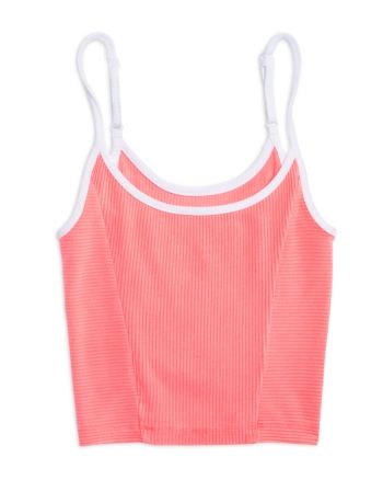 KatieJnyc Girls' Annie Contrast Trim Cropped Cami Top - Big Kid Sporty Ribbed Tops For Spring, Girls Crop Tops, Cami Crop Top, Cropped Cami, Big Kid, Contrast Trim, Cami Top, Papaya, Cami Tops