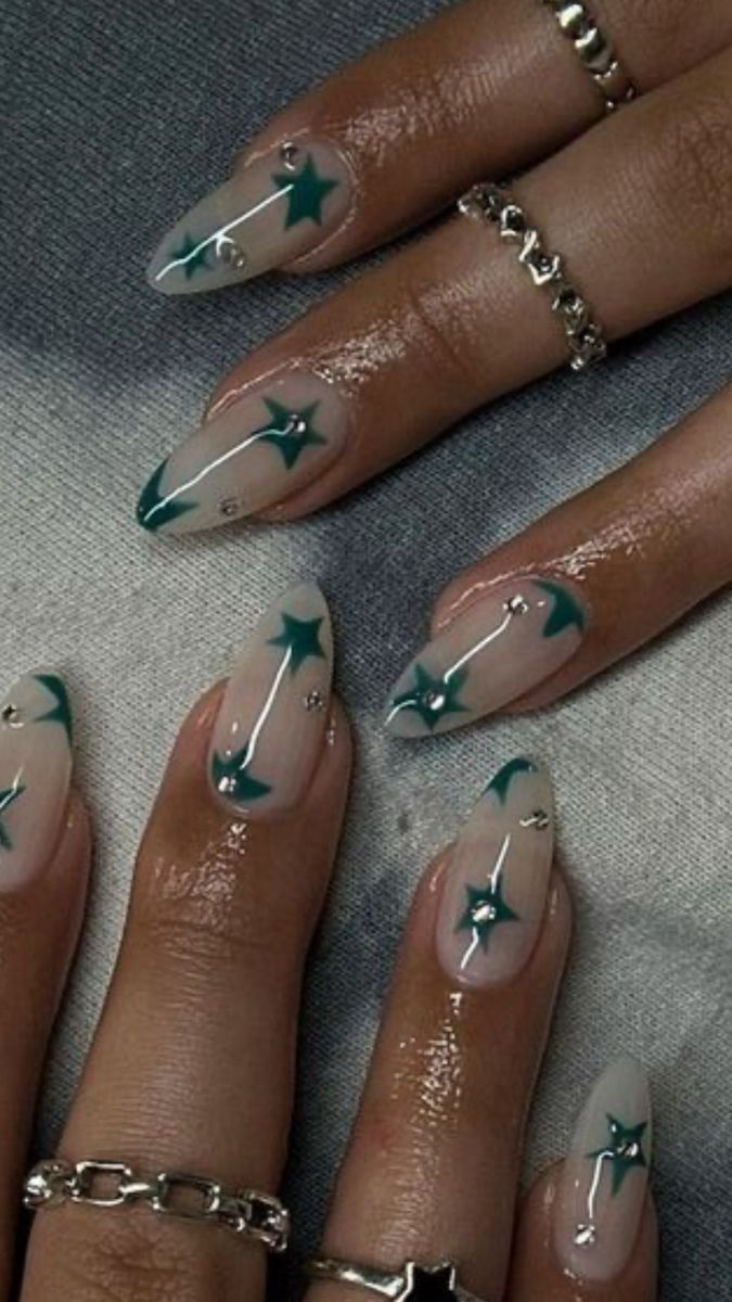 Summer Nails 2024, Art Deco Nails, Punk Nails, Almond Nails Designs, Cute Summer Nails, Star Nails, Nails 2024, Festival Nails, Fire Nails