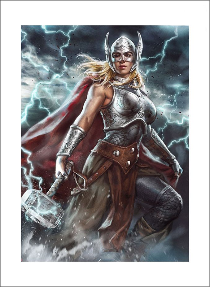 an image of a woman in armor with lightning behind her