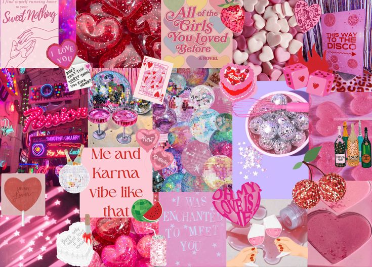 a collage of valentine's day images with hearts, candy, and greeting cards