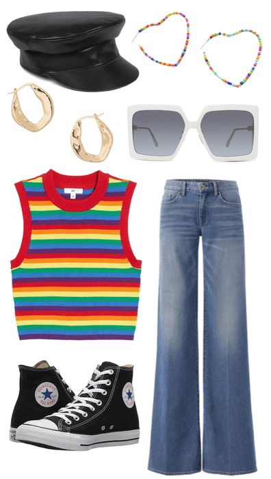 Outfits For Pride Festival, Women’s Pride Outfit, Lgbtq Fashion Aesthetic, Pride Fit Ideas, Pride Ally Outfit, Pride Outfit Ideas Nonbinary, Lgbtq Outfit Ideas, Pride Fits Aesthetic, Lgbtq Outfits Aesthetic