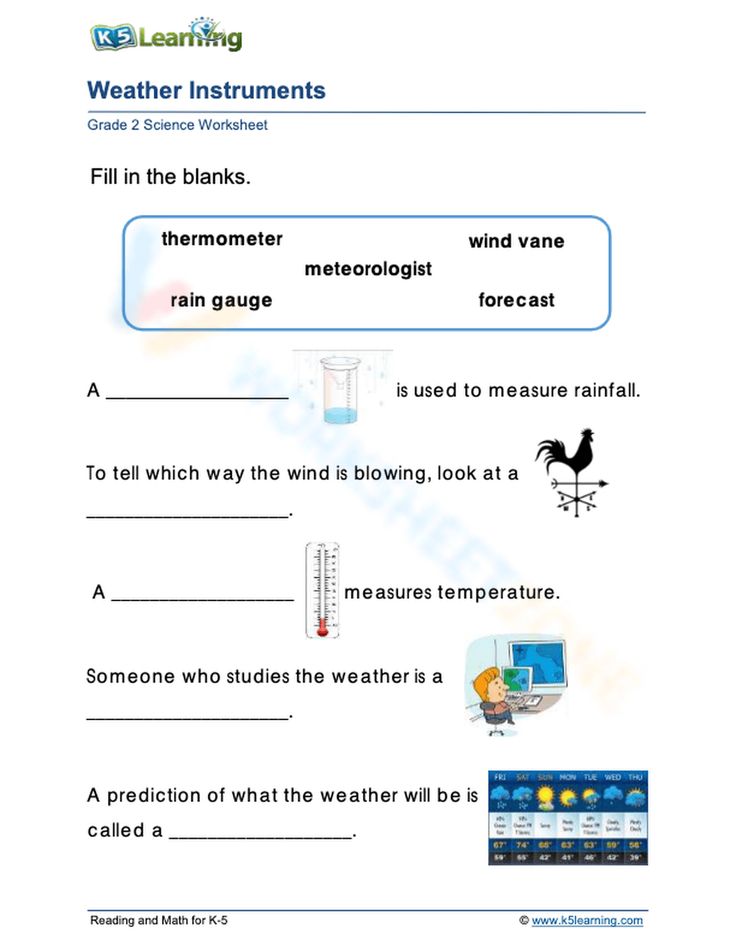 worksheet for weather instruments