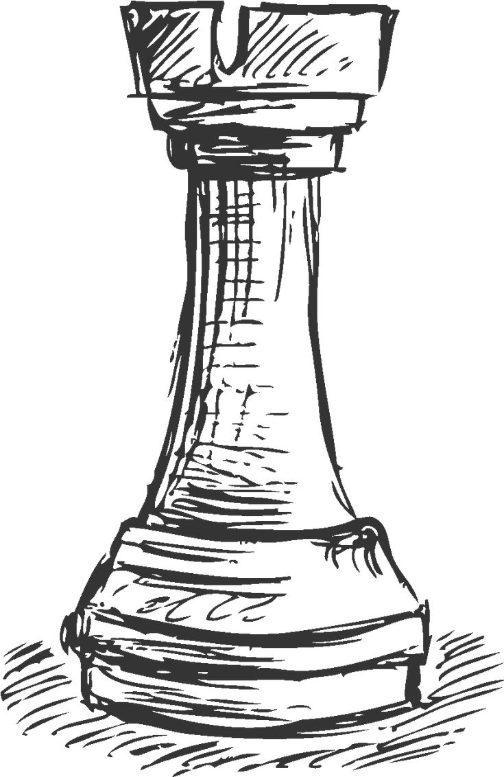 a black and white drawing of a chess piece with the top facing upward, vintage line drawing or engraving