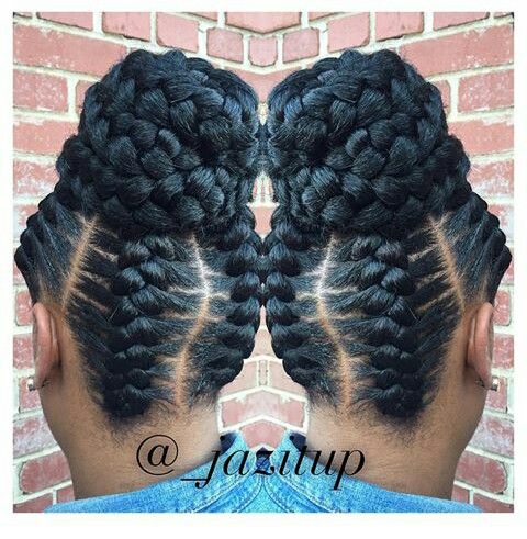 One Big Braid Ponytail, Big Braid Ponytail For Black Women, Jumbo Braids In A Bun, Extended Braided Ponytail, Large Braided Bun, Goddess Braid Bun, Black Braided Updo, Goddess Braids Updo, Cornrow Updo