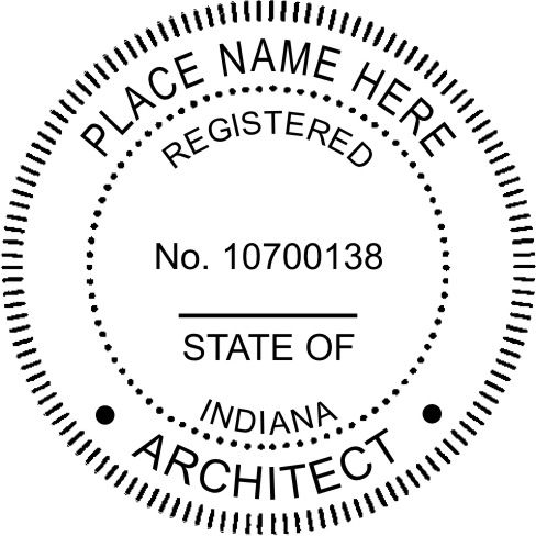 a black and white stamp with the words, no10038 state of indiana