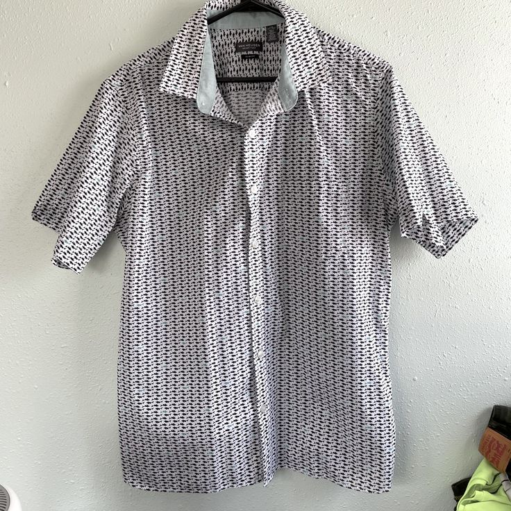 Men’s Dress Shirt In Excellent Condition! My Husband Never Wore This So It’s Nwot! Bundle And Save! Spring Cotton Dress Shirt With Short Sleeves, Blue Short Sleeve Dress Shirt For Summer, White Short Sleeve Dress Shirt For Spring, Casual Cotton Short Sleeve Shirt For Semi-formal Occasions, White Short Sleeve Business Casual Dress Shirt, White Short Sleeve Dress Shirt For Business Casual, Van Heusen, Mens Vans, Mens Shirt Dress