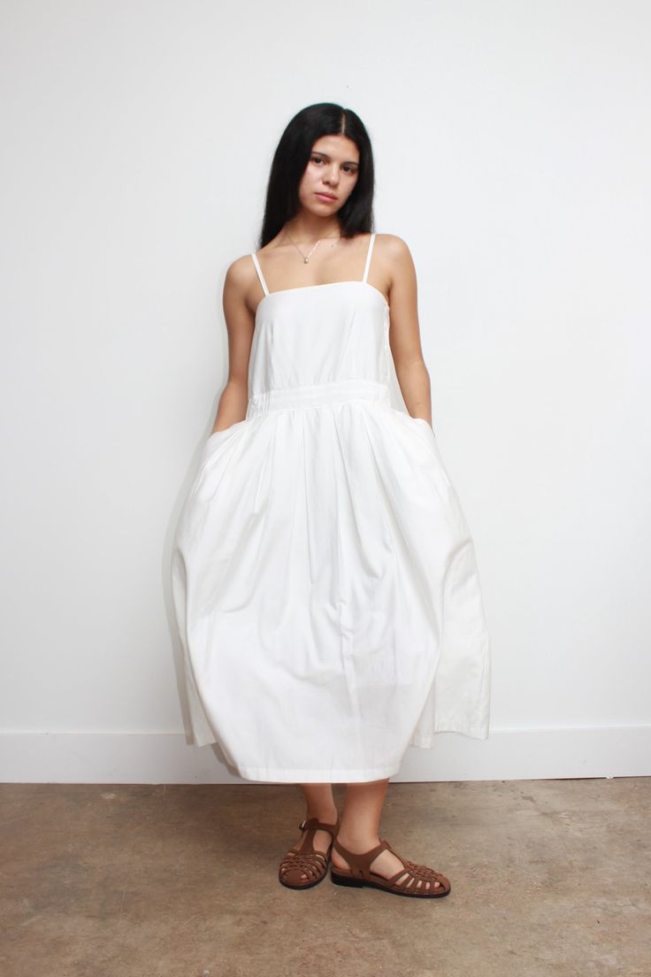 - Sleeveless dress Side Button closure Maxi Length Summer Sleeveless Suspender Dress For Casual Wear, White Sleeveless Suspender Dress For Casual Wear, Cotton Suspender Dress For Daywear, White Suspender Dress For Casual Wear, White Suspender Dress For Casual Occasions, Sleeveless Unlined Sundress For Day Out, Spring Midi Length Unlined Sleeveless Dress, Sleeveless Fitted Midi Dress Unlined, Sleeveless Fitted Midi Dress