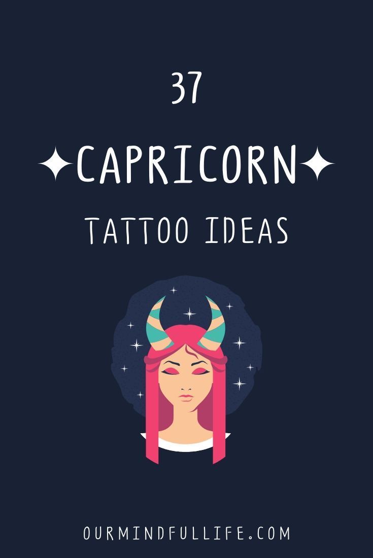 a woman with horns on her head and the words 31 capricorn tattoo ideas