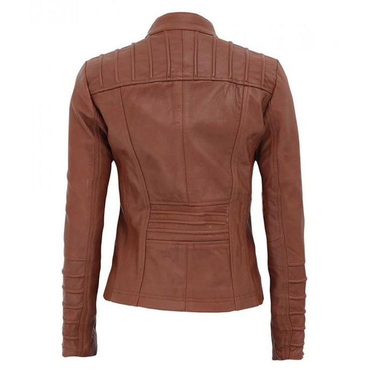 Description The Women Tan Quilted Leather Biker Jacket is made of 100% real leather and comprises a breathable viscose lining. Other attributes include zip closure, press stud collar, quilted panels, and smooth brown color. The Mush Editions | Leather Jacket is a must have if you seek something trendy and effortless. Material: Genuine Leather with Polyester Lining. Style & Key Features: Snap Button Collar, Zip Closure Pockets: Two side Pockets and Internal Pockets Perfect for every occasion casu Fitted Quilted Biker Jacket With Long Sleeves, Fitted Leather Jacket With Padded Collar, Quilted Fitted Biker Jacket With Long Sleeves, Fitted Brown Leather Jacket With Padded Collar, Brown Fitted Long Sleeve Leather Jacket, Fitted Brown Leather Jacket With Long Sleeves, Brown Quilted Leather Jacket For Winter, Fitted Biker Jacket With Padded Collar For Fall, Fitted Quilted Biker Jacket For Fall