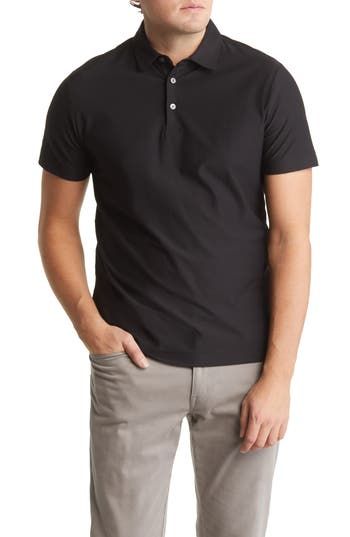 Right for nearly everything the weekend brings your way, this cotton-blend polo features subtle texture and a trim fit. 27" length (size Medium) Point collar Short sleeves 52% cotton, 43% polyester, 5% spandex Machine wash, dry flat Imported Cotton T-shirt With Ribbed Collar For Work, Classic Cotton Button-up T-shirt, Black Collared Cotton Polo Shirt, Black Cotton Collared Polo Shirt, Modern Black Cotton Polo Shirt, Classic Solid-color Everyday Polo Shirt, Fitted Collared Polo Shirt For Everyday, Cotton Button-up Top With Seamless Collar, Black Cotton Tops With Seamless Collar