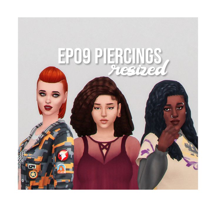 three women standing next to each other with the words epo piercings revealed above them