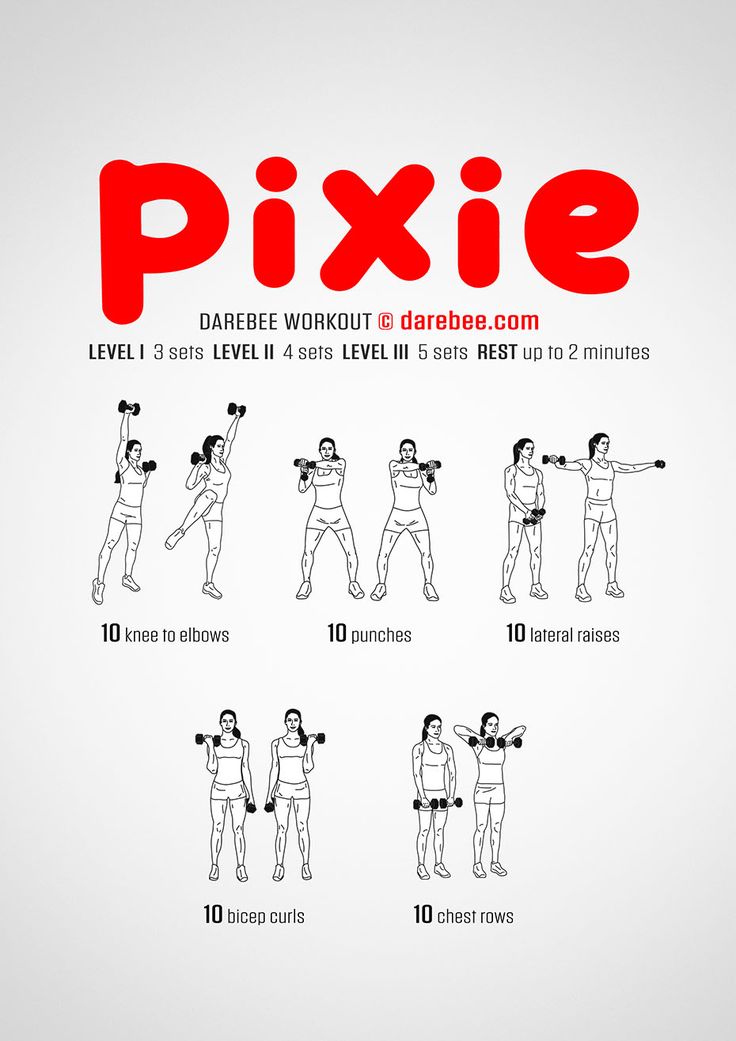 the pixie workout poster shows how to do it in 10 minutes or less