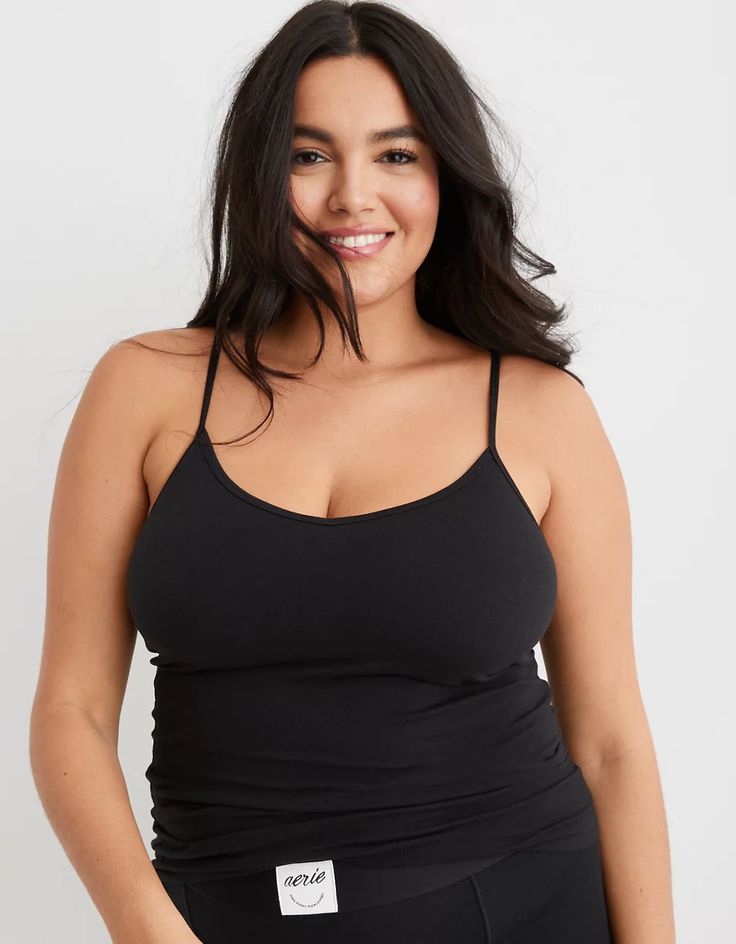 Aerie V-Neck Tank Top Stretch Camisole Nursing Bra With Built-in Bra, Yoga Camisole With Built-in Bra, Loungewear Camisole With Built-in Bra, Camisole Bra For Loungewear, Loungewear Bra With Adjustable Spaghetti Straps, Black Camisole With Built-in Bra And Wide Straps, Loungewear Bra With Spaghetti Straps, Stretch Nursing Bra Camisole, Stretch Camisole With Removable Bra Pads And Wide Straps