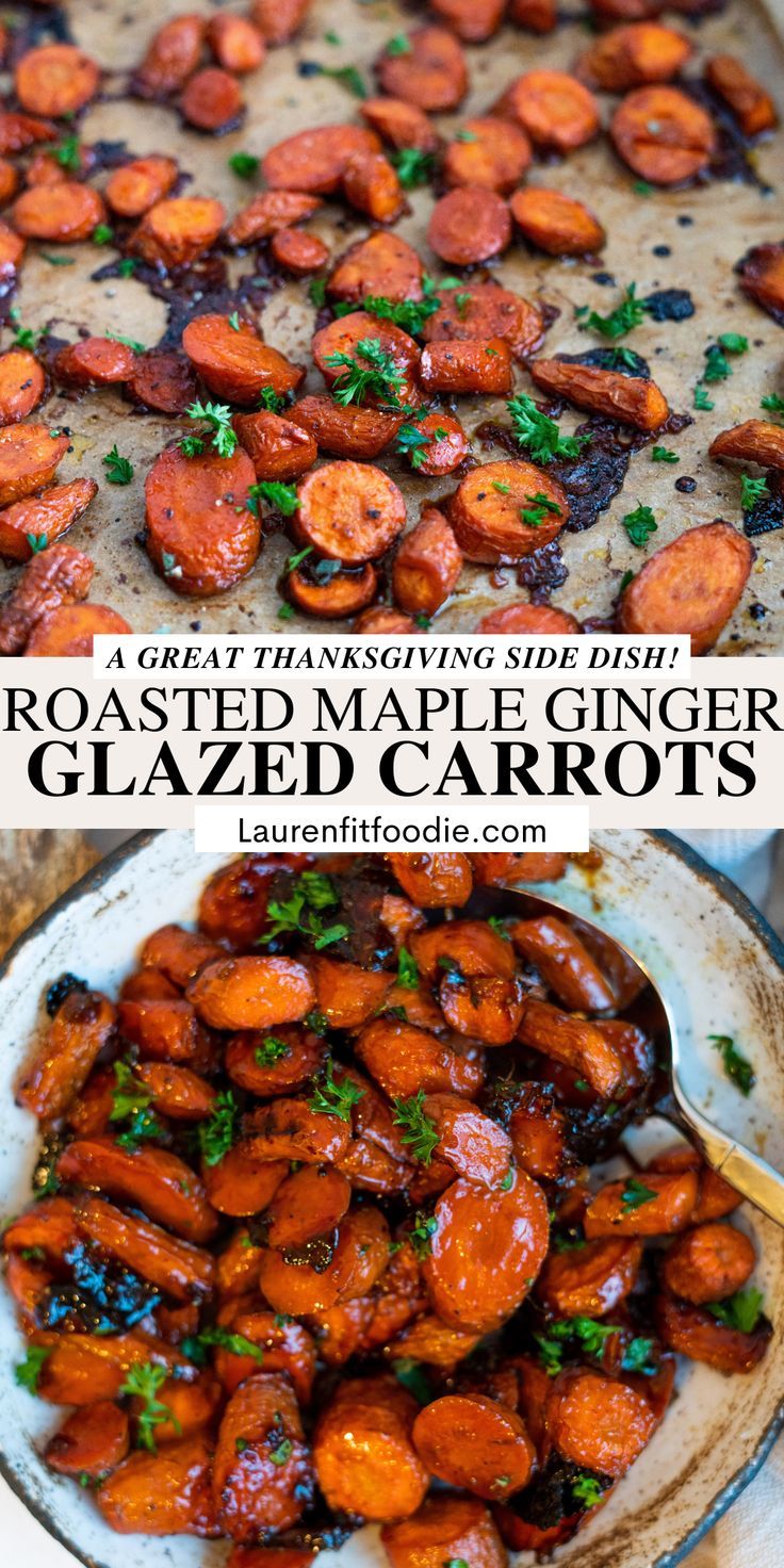 roasted maple and glazed carrots with parsley on top