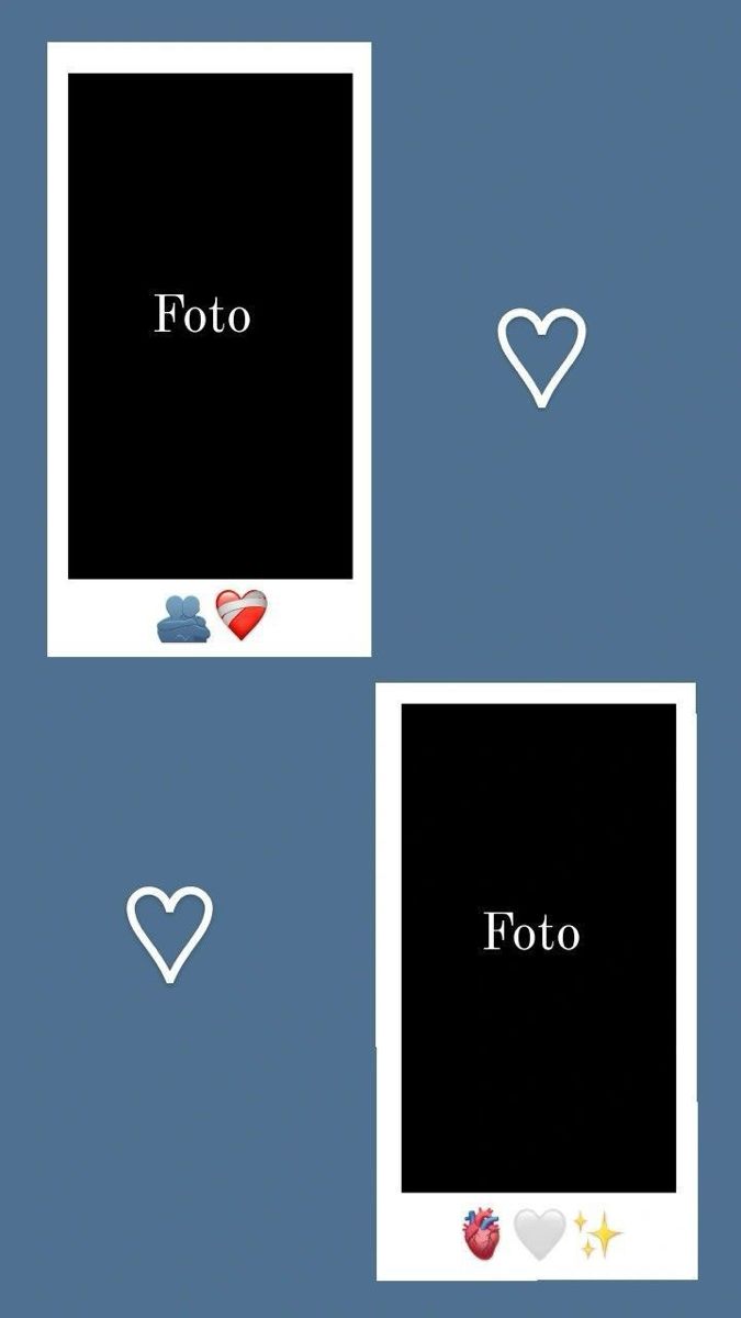 two frames with hearts and the words foto on them are arranged in three different ways