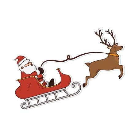 santa is riding in a sleigh with reindeer