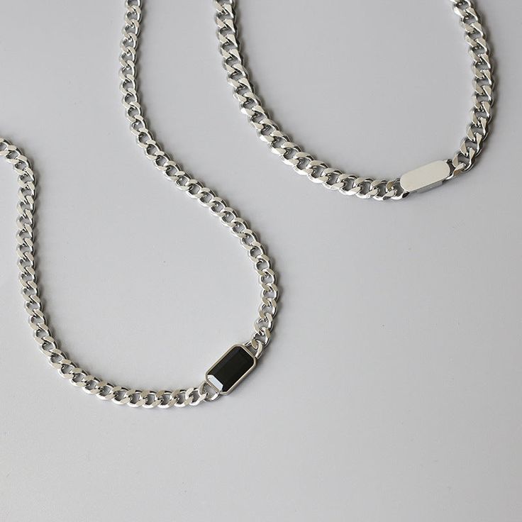 Material: 316L Stainless Steel Size: Chain 40+4.5cm / black diamond 1X1.6cm, block 1.7X0.8cm Origin: California, USA The Stainless Steel construction of the necklace keeps it looking great for years of regular wear alongside your favorite jewelry. Each product packed with SOCALI premium pouch and box, together with silver cleaning cloth and card. Material Our products are made from the top-grade 316L stainless steel - a metal that is nickel-free and does not fade or blacken and 100% hypoallergen Minimalist Metal Curb Chain Necklace, Black Diamond Chain, Diamond Chain Necklace, Silver Cleaning, Rings Jewelry Fashion, Diamond Chain, Evil Eye Necklace, Bracelet Collection, Eye Necklace