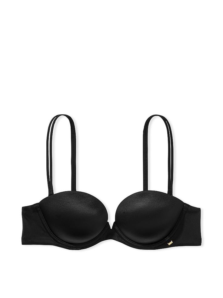 With five ways to wear it and supersoft, no-slip sides, this push-up is a sexy standout. Featuring plush padding for the cleavage you love and a V-shaped cutout, perfect for plunging necklines.Lift & Lining  Push-up padding adds 1 cup size Underwire cups  Straps & Hooks  Fully adjustable and removable straps Back closure Double row of hook-and-eye closures Can be worn classic, halter, one-strap, crossback or strapless  Details & Fabric  With Infinity Edge for an invisible look under clothes V-shaped cutout between cups Patented non-slip band Imported  Details & Fabric  Partially made with recycled materials Hand wash Imported Push Up Strapless Bra, Cotton Lingerie, Push Up Pads, Cute Bras, Beautiful Bra, Longline Bra, Everyday Bra, Bra Shop, Pink Bra