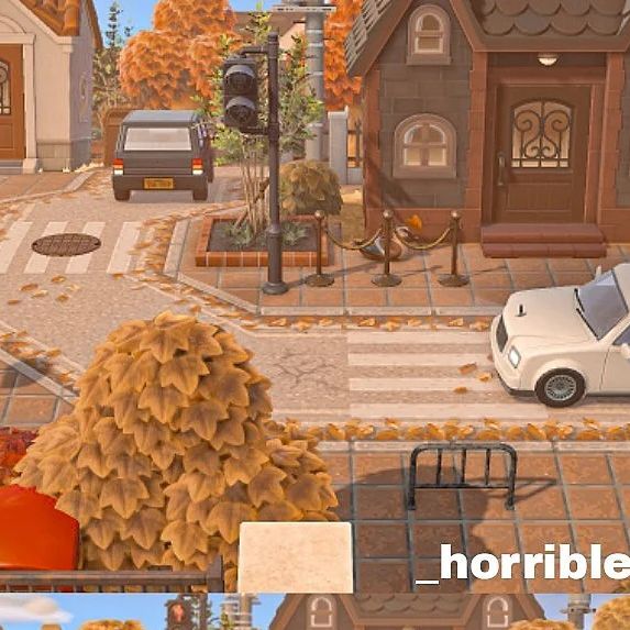 an animated image of a car parked on the side of a road next to buildings