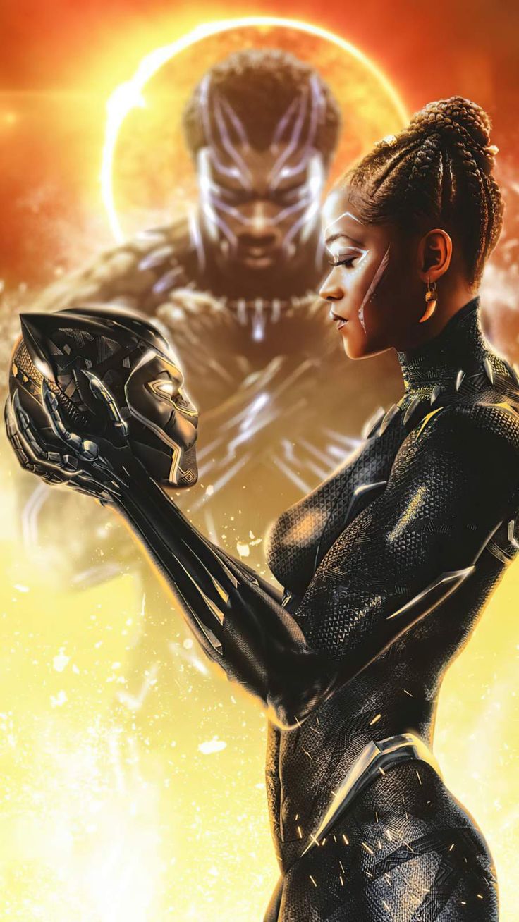 the black panther movie poster with an image of a woman holding a glove in her hand