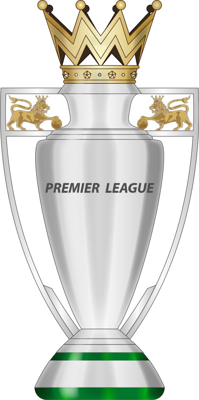 a soccer trophy with a gold crown on top and the words premier league below it