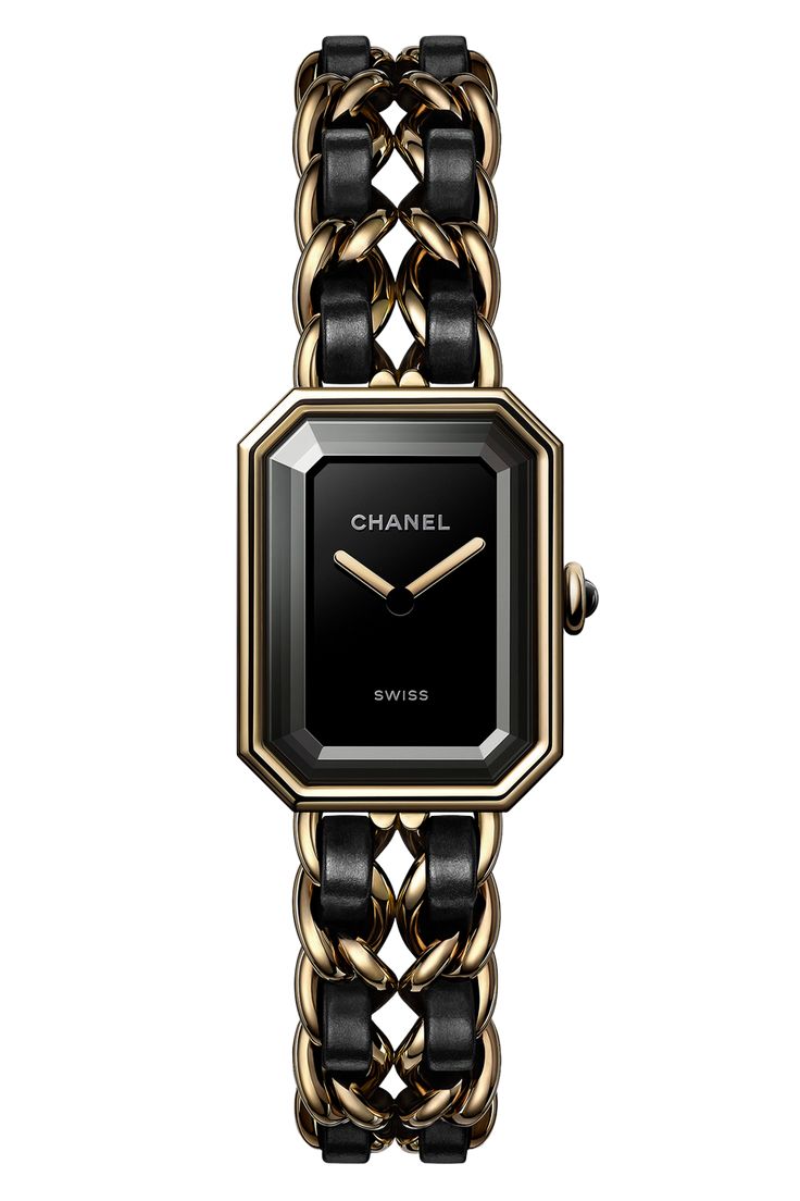 Steel coated with yellow gold (0.1 micron) and black leather, black-lacquered dial... Blouse Zara, Chanel Watch, Chanel Store, Couture Mode, Chanel Jewelry, Bracelet Cuir, Chanel Fashion, Office Fashion, High Jewelry