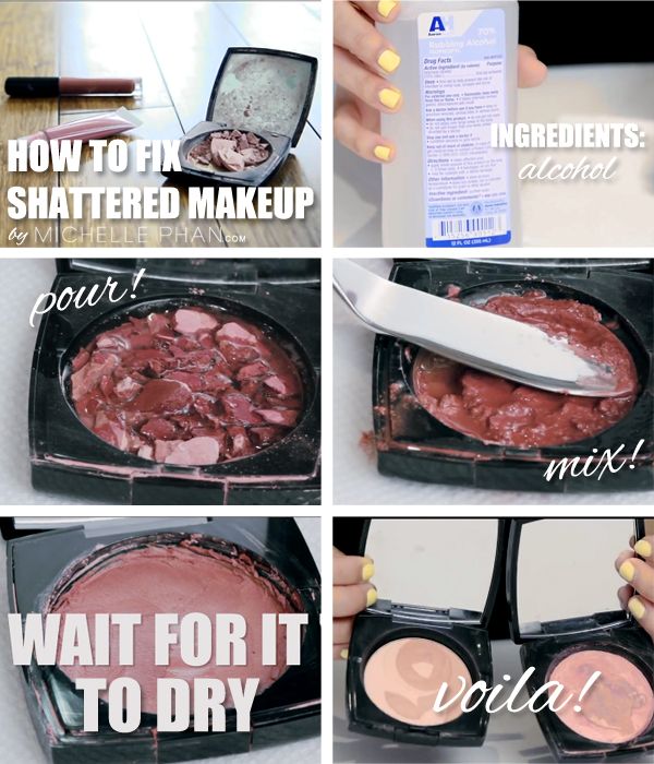 How to fix broken makeup // Great tip #DIY. I can so use this to fix some of my eyeshadow and bronzer that got broken :) Fix Broken Eyeshadow, Fix Broken Makeup, Broken Eyeshadow, Broken Makeup, Michelle Phan, Eye Shadows, Back To Nature, Diy Makeup, Love Makeup