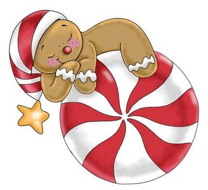 a brown teddy bear laying on top of a candy cane