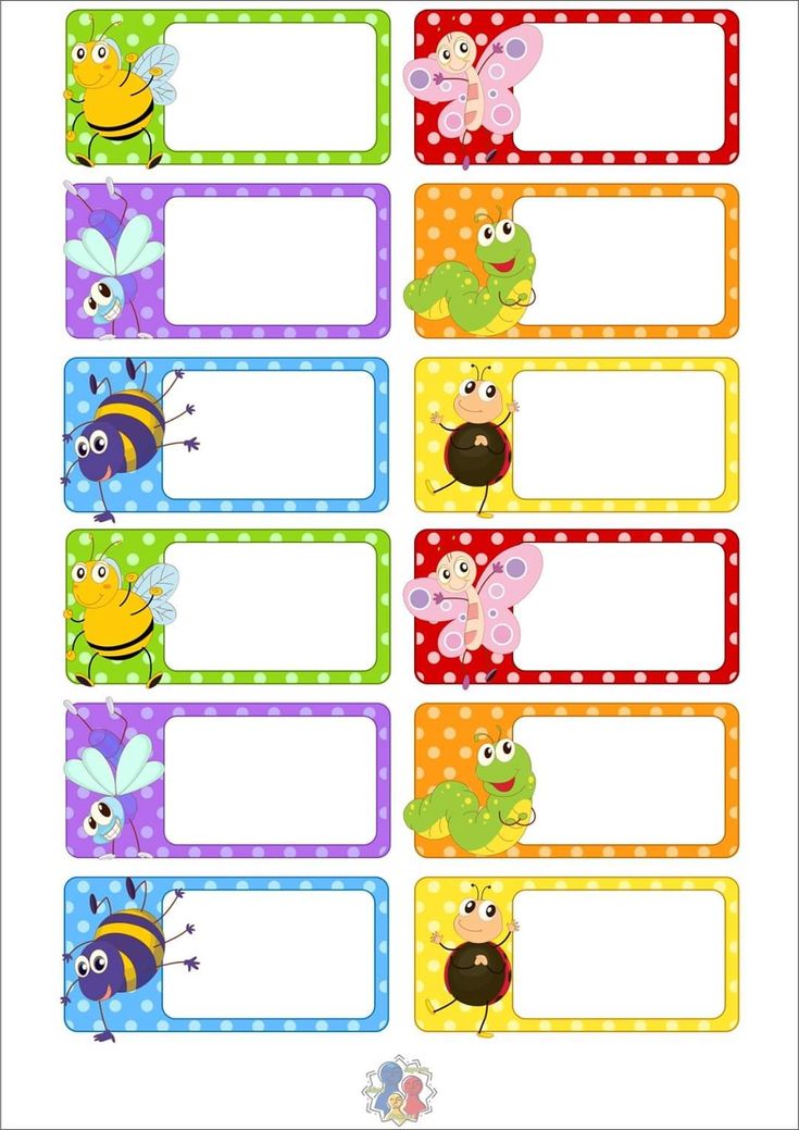 printable name tags with cartoon bees and ladybugs