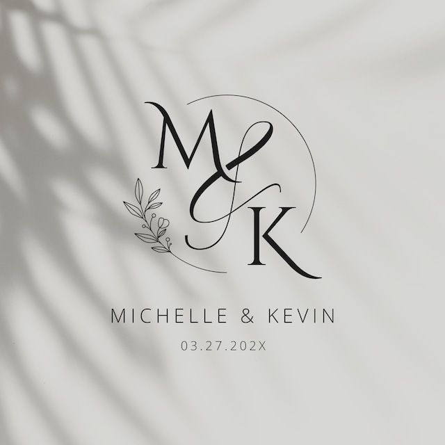 the monogrammed logo for michael and kevin is shown on a white background