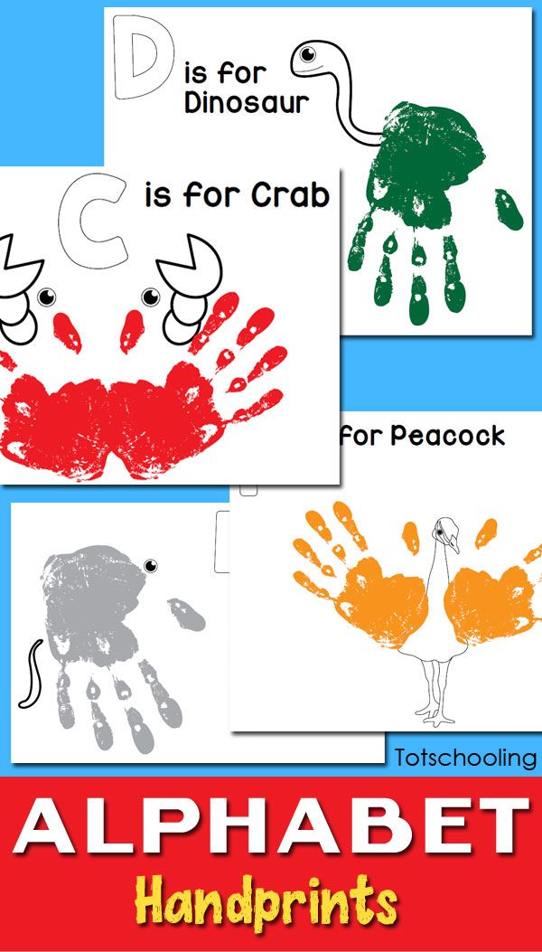 the alphabet handprints are made with different colors and shapes to help children learn how to